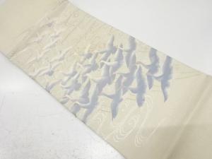 アンティーク　群鶴模様織り出し袋帯（材料）
